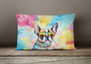 Boston Terrier Hippie Dawg Fabric Decorative Pillow