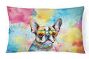 Boston Terrier Hippie Dawg Fabric Decorative Pillow