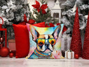 Boston Terrier Hippie Dawg Fabric Decorative Pillow