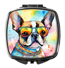 Boston Terrier Hippie Dawg Compact Mirror – Stylish Purse Mirror with Artistic Covers
