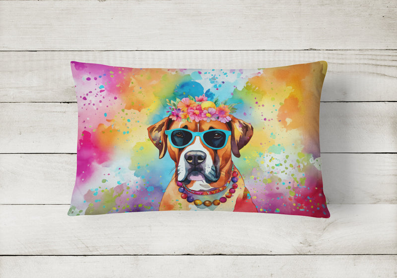 Boxer Hippie Dawg Fabric Decorative Pillow