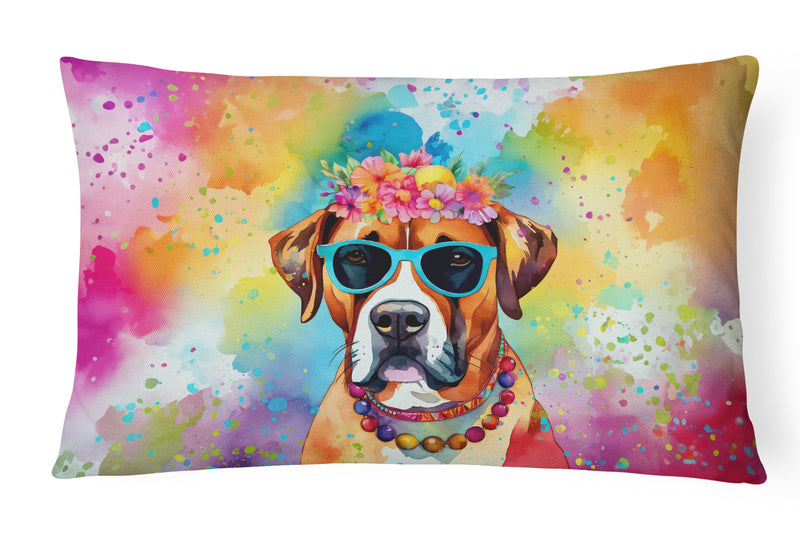 Boxer Hippie Dawg Fabric Decorative Pillow