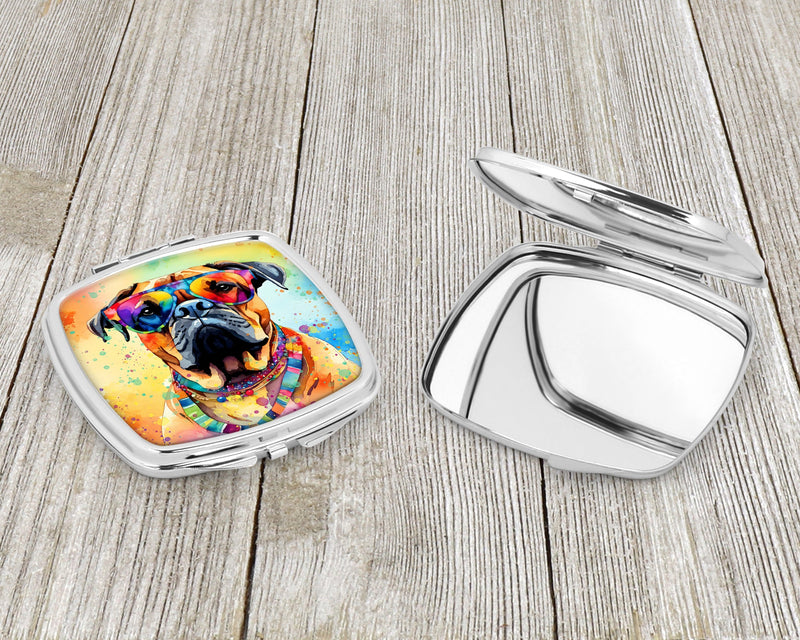 Bullmastiff Hippie Dawg Compact Mirror – Stylish Purse Mirror with Artistic Covers