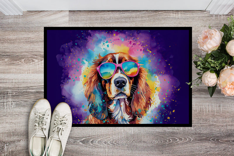 Cavalier Spaniel Hippie Dawg Doormat - 24x36 Decorative Floor Mat – Indoor/Outdoor Rug with Artistic Flair
