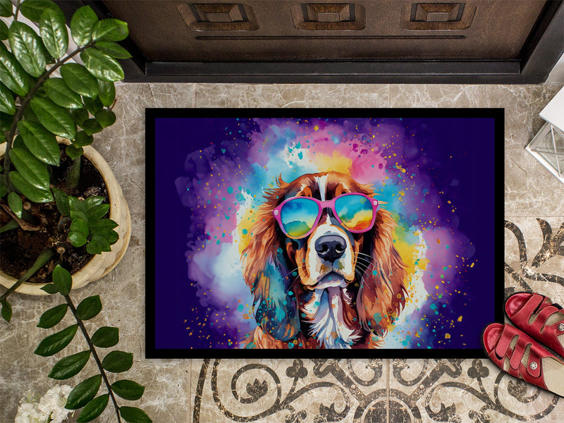 Cavalier Spaniel Hippie Dawg Doormat - 24x36 Decorative Floor Mat – Indoor/Outdoor Rug with Artistic Flair