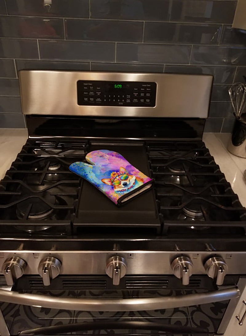 Corgi Hippie Dawg Oven Mitt