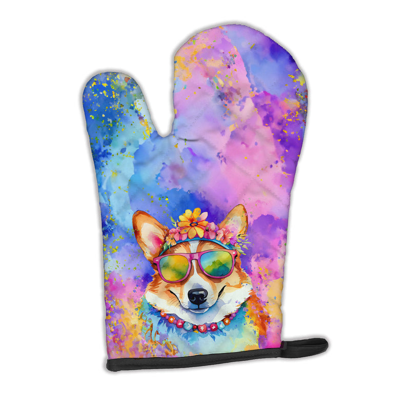 Corgi Hippie Dawg Oven Mitt