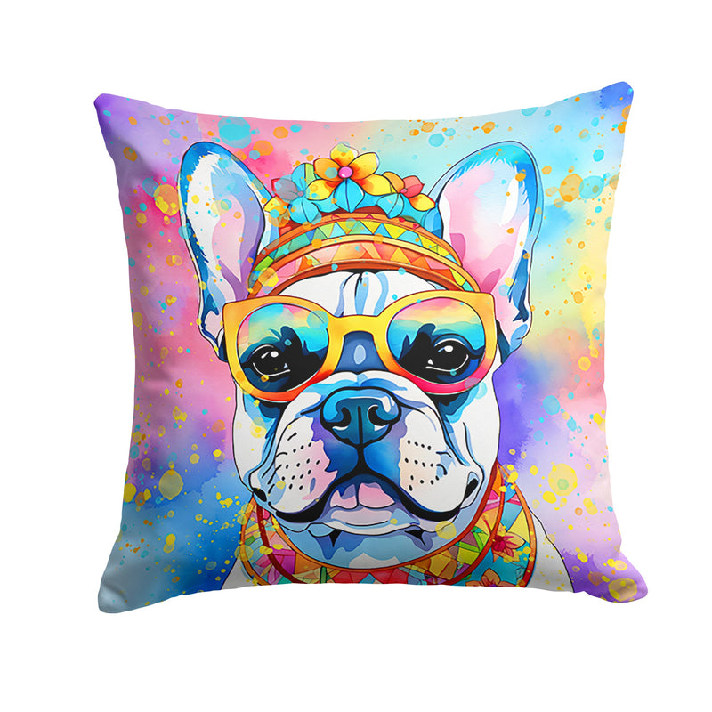 French Bulldog Hippie Dawg Fabric Decorative Pillow