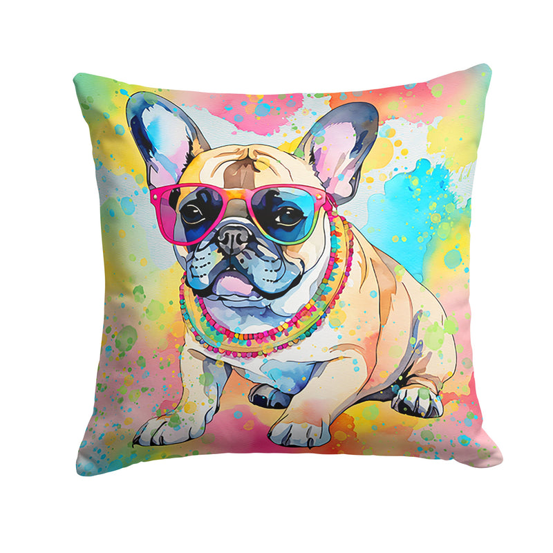 French Bulldog Hippie Dawg Fabric Decorative Pillow