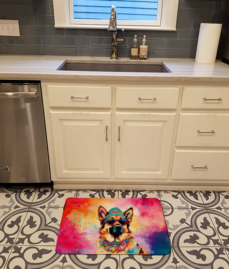 German Shepherd Hippie Dawg Memory Foam Kitchen Mat