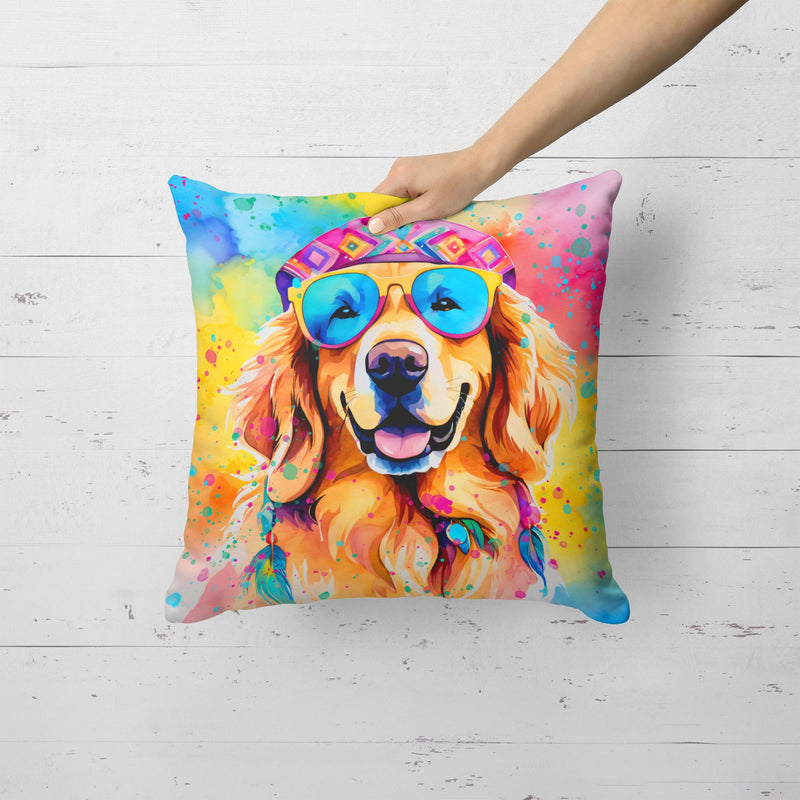 Golden Retriever Hippie Dawg Fabric Decorative Pillow