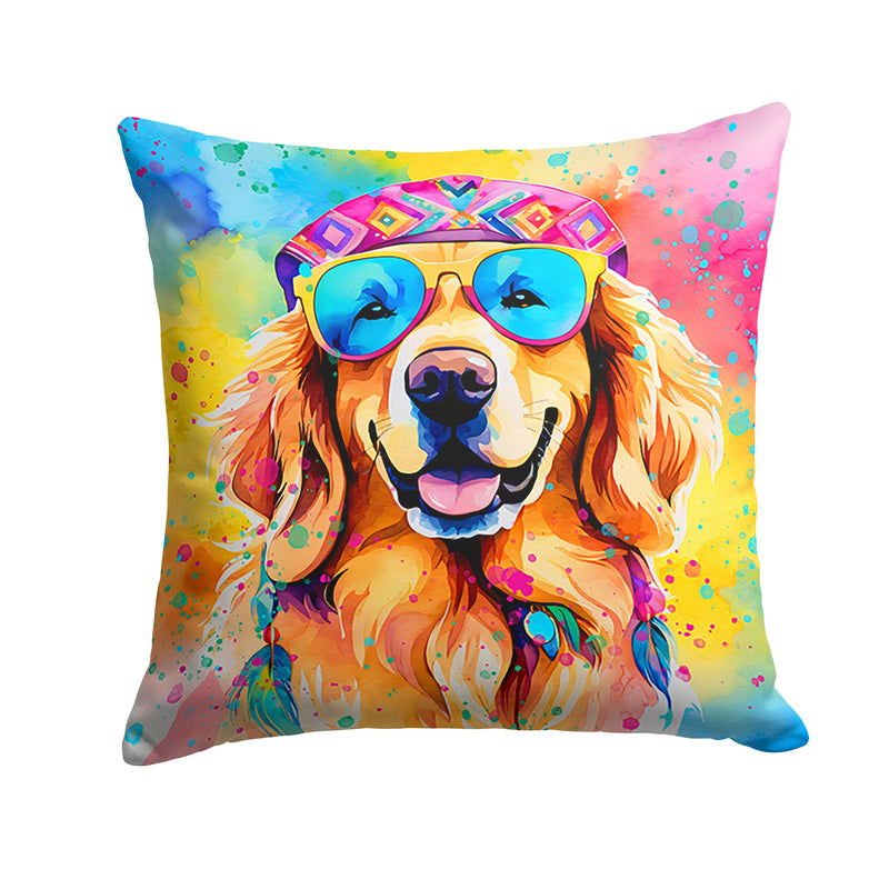 Golden Retriever Hippie Dawg Fabric Decorative Pillow