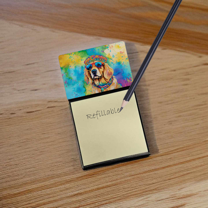 Golden Retriever Hippie Dawg Sticky Note Holder- Refiilable Desk Accessory Note Pad