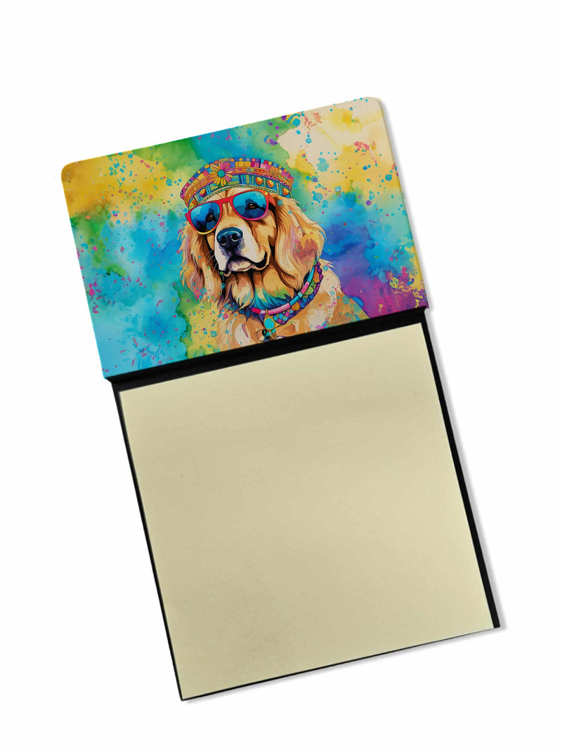 Golden Retriever Hippie Dawg Sticky Note Holder- Refiilable Desk Accessory Note Pad