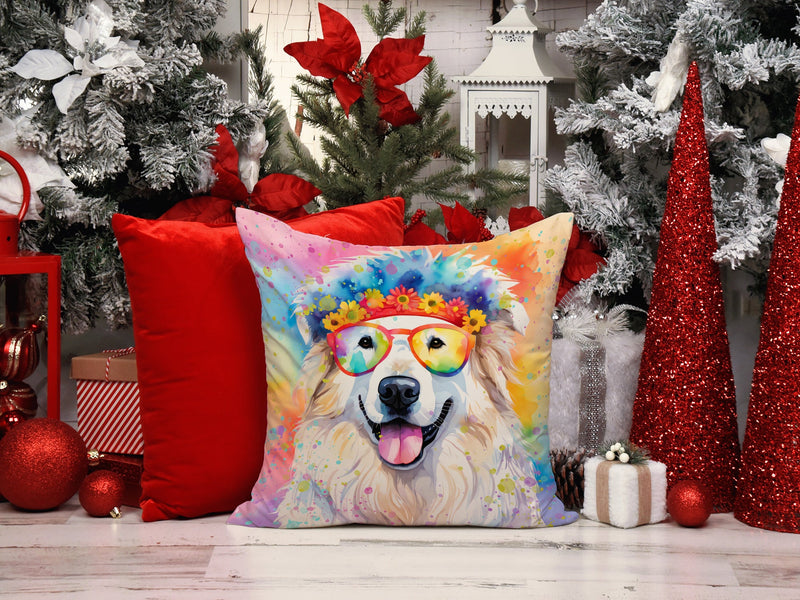 Great Pyrenees Hippie Dawg Throw Pillow - 14x14 Decorative Pillow – Art for Your Home & Patio