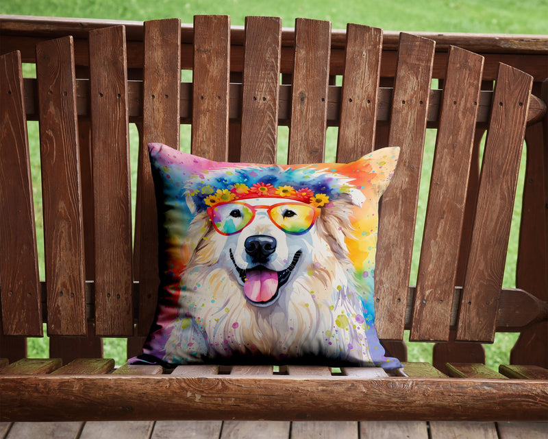 Great Pyrenees Hippie Dawg Throw Pillow - 14x14 Decorative Pillow – Art for Your Home & Patio