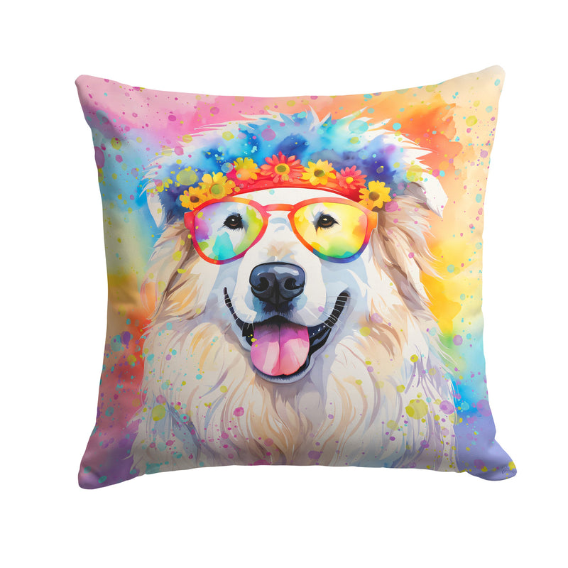 Great Pyrenees Hippie Dawg Throw Pillow - 14x14 Decorative Pillow – Art for Your Home & Patio