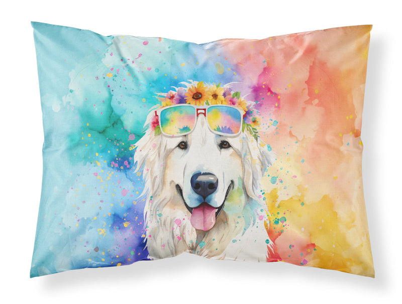Great Pyrenees Hippie Dawg Standard Pillowcase – Artistic Decorative Front, White Back