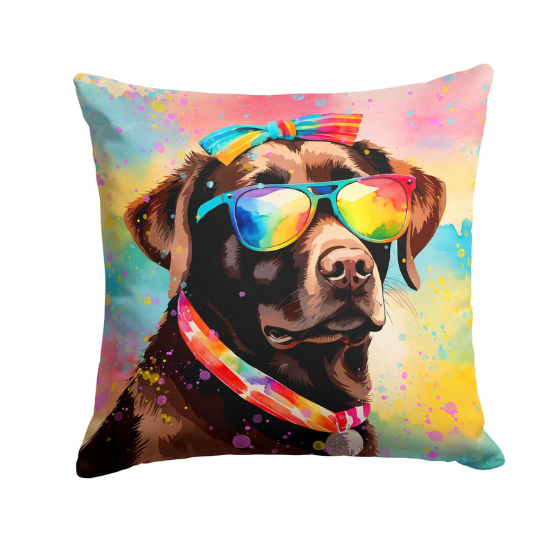 Chocolate Labrador Hippie Dawg Fabric Decorative Pillow