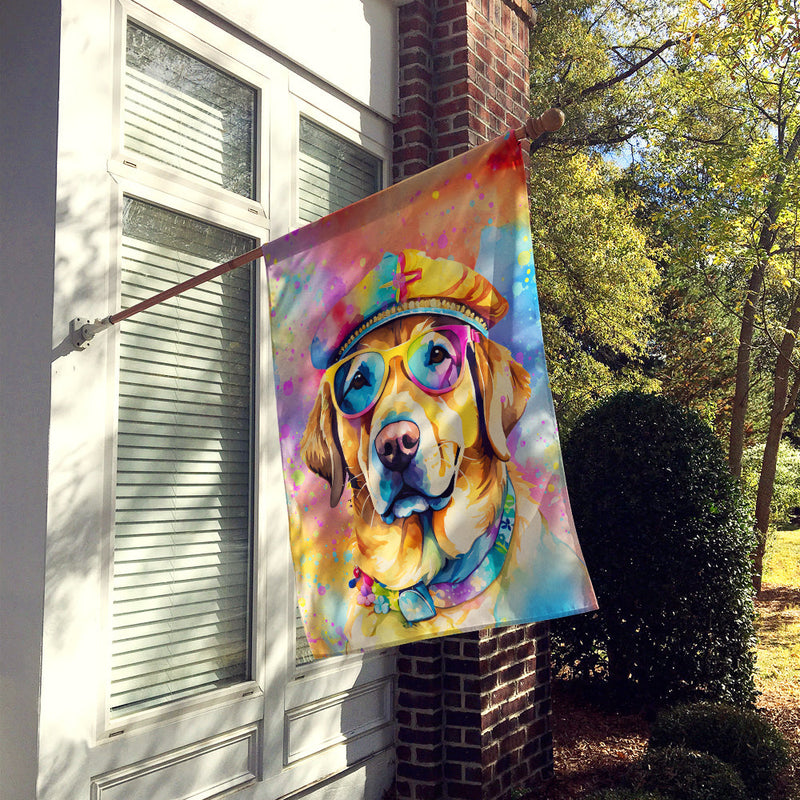 Yellow Labrador Hippie Dawg House Flag