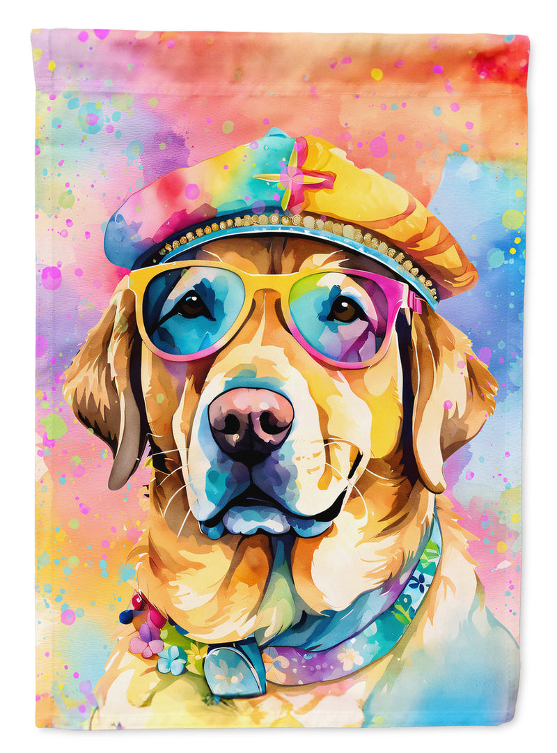 Yellow Labrador Hippie Dawg House Flag