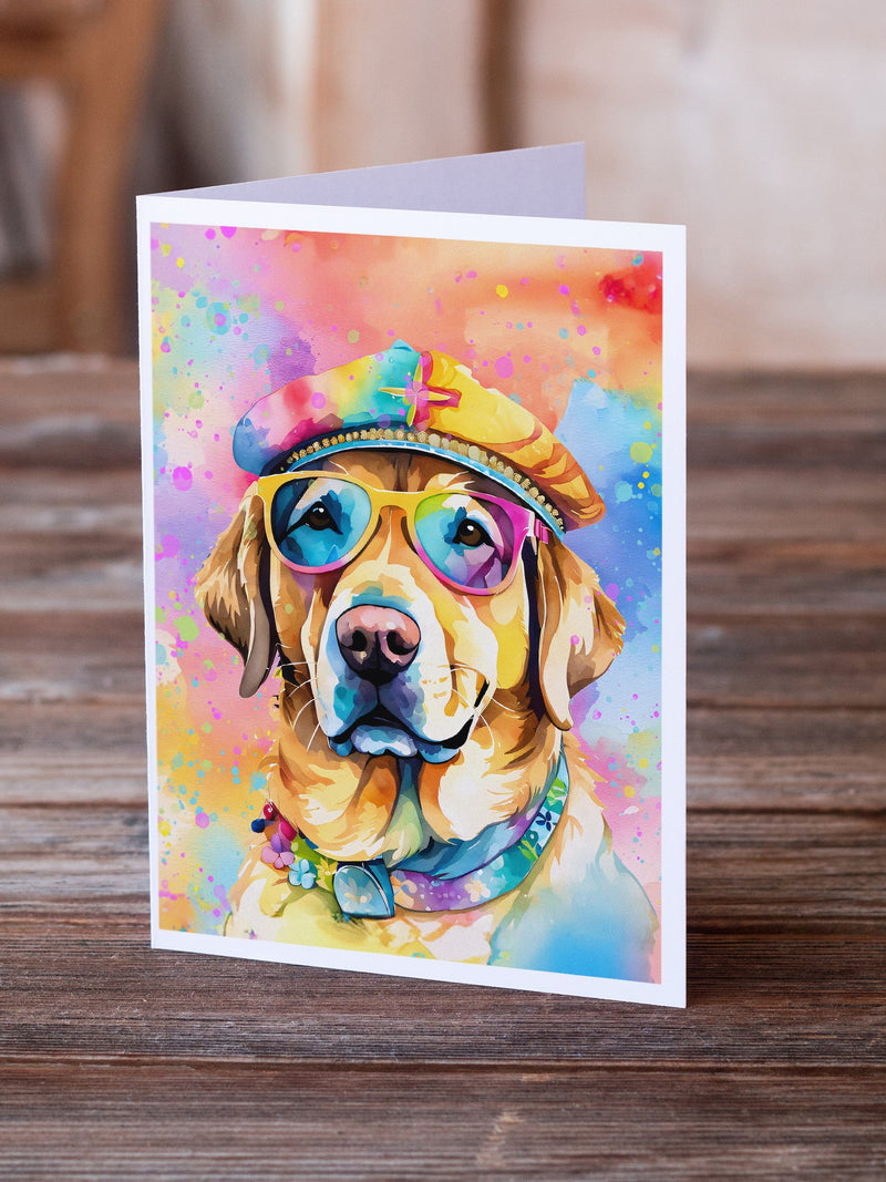 Yellow Labrador Hippie Dawg Greeting Cards Pack of 8