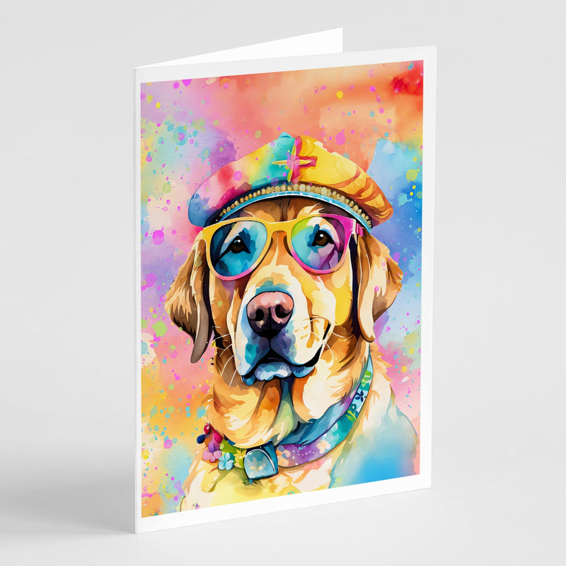 Yellow Labrador Hippie Dawg Greeting Cards Pack of 8