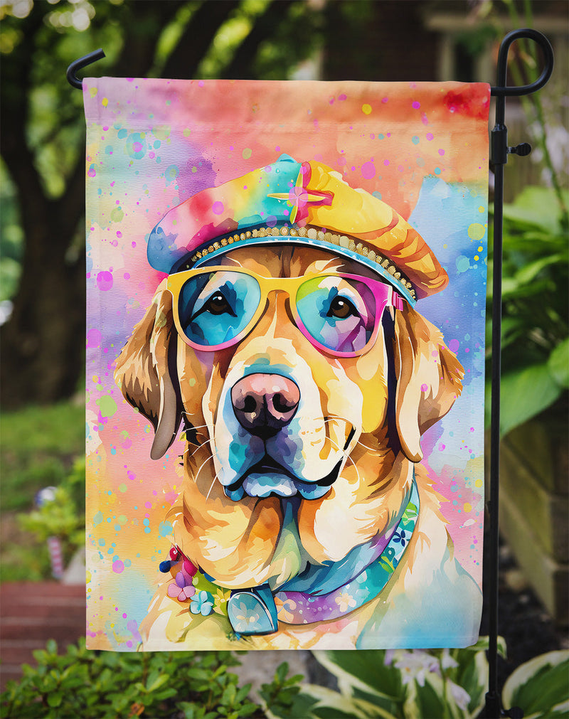 Yellow Labrador Hippie Dawg Garden Flag