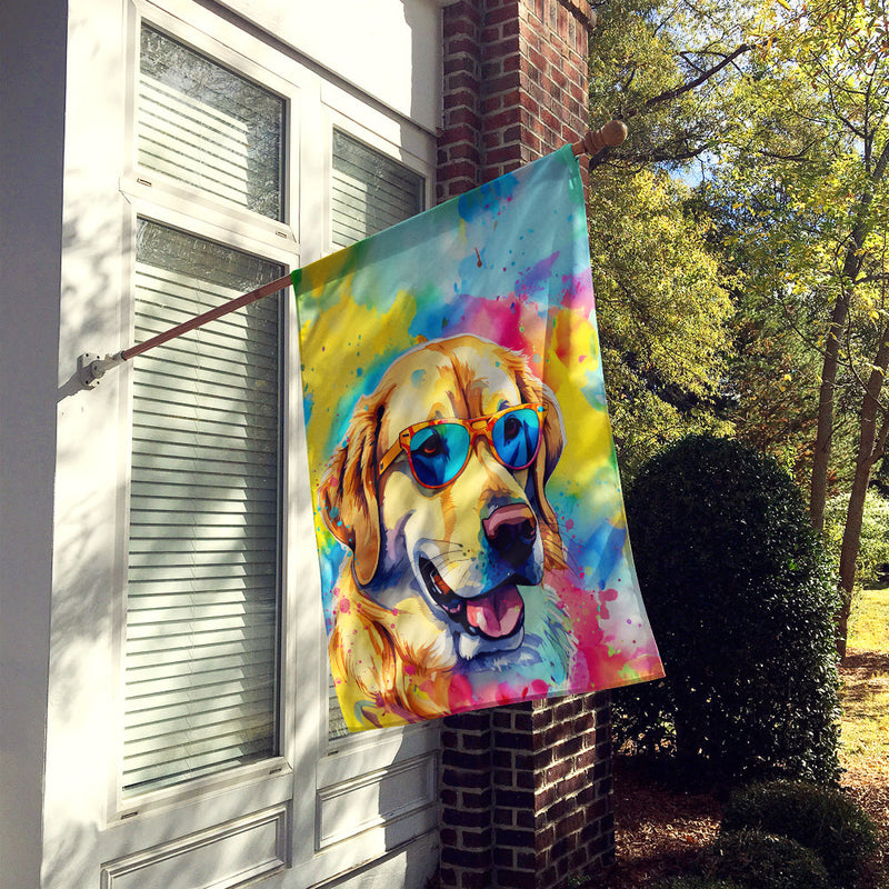 Yellow Labrador Hippie Dawg House Flag