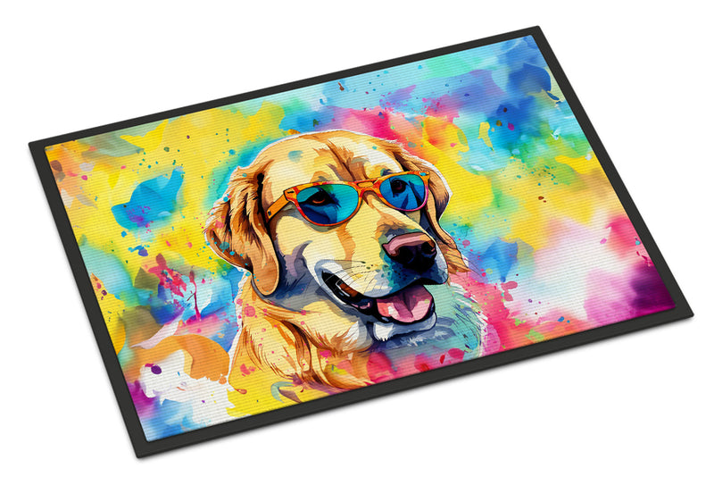 Yellow Labrador Hippie Dawg Indoor or Outdoor Mat 24x36