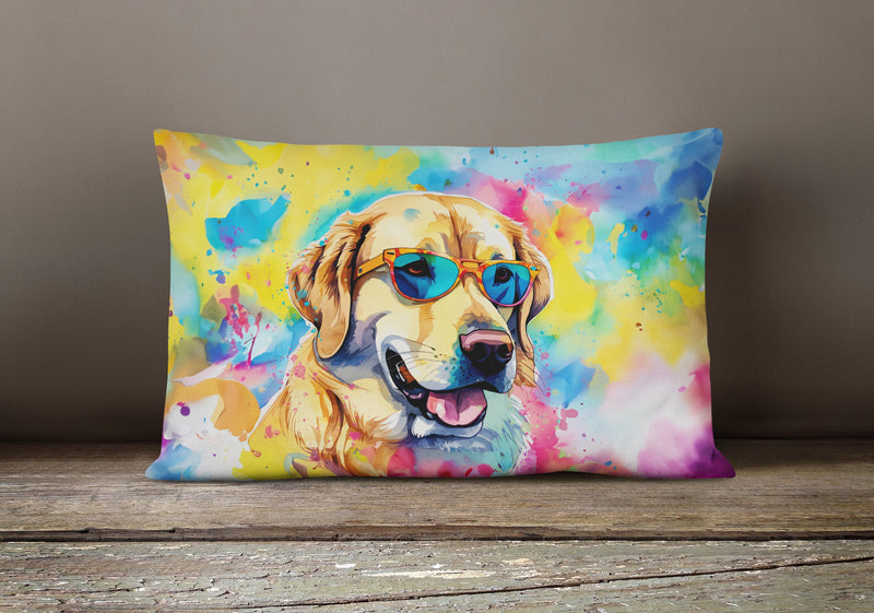 Yellow Labrador Hippie Dawg Fabric Decorative Pillow