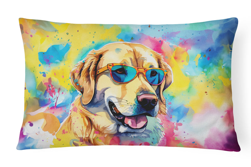 Yellow Labrador Hippie Dawg Fabric Decorative Pillow