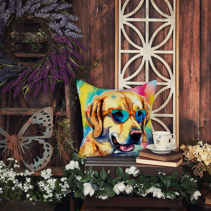 Yellow Labrador Hippie Dawg Fabric Decorative Pillow