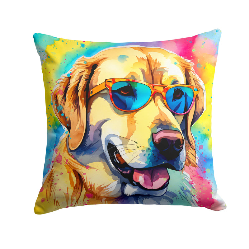 Yellow Labrador Hippie Dawg Fabric Decorative Pillow