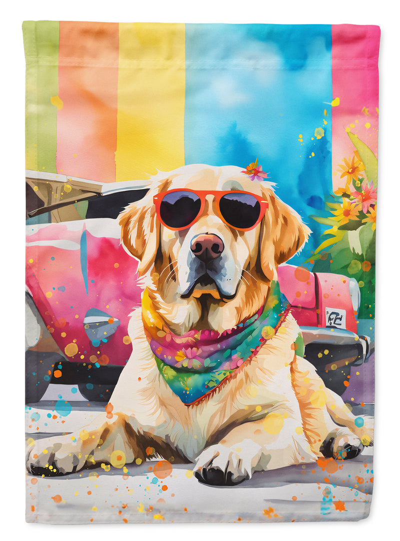 Yellow Labrador Hippie Dawg House Flag