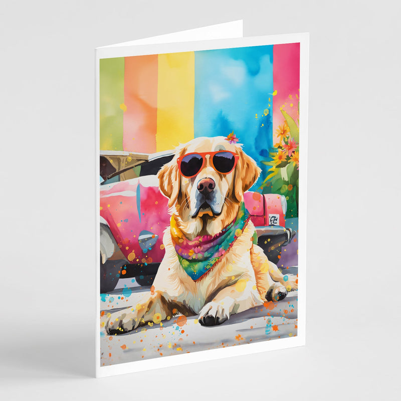 Yellow Labrador Hippie Dawg Greeting Cards Pack of 8