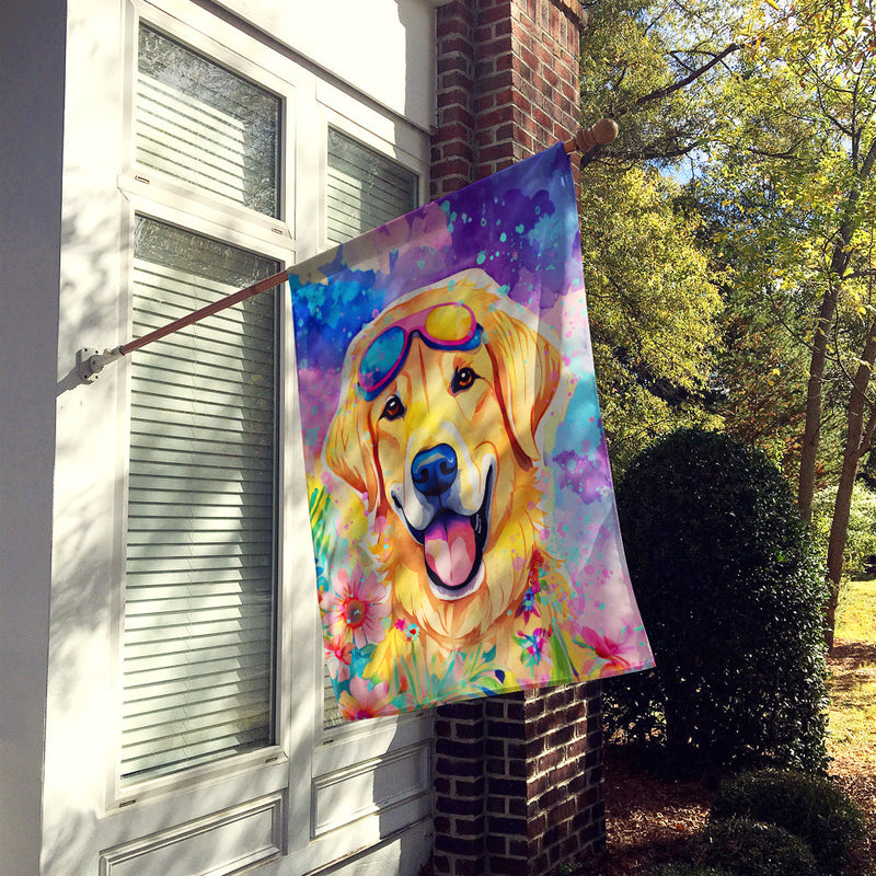 Yellow Labrador Hippie Dawg House Flag