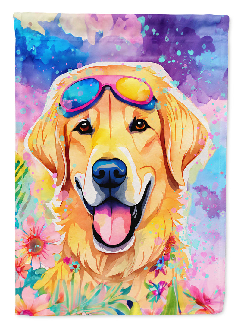 Yellow Labrador Hippie Dawg House Flag