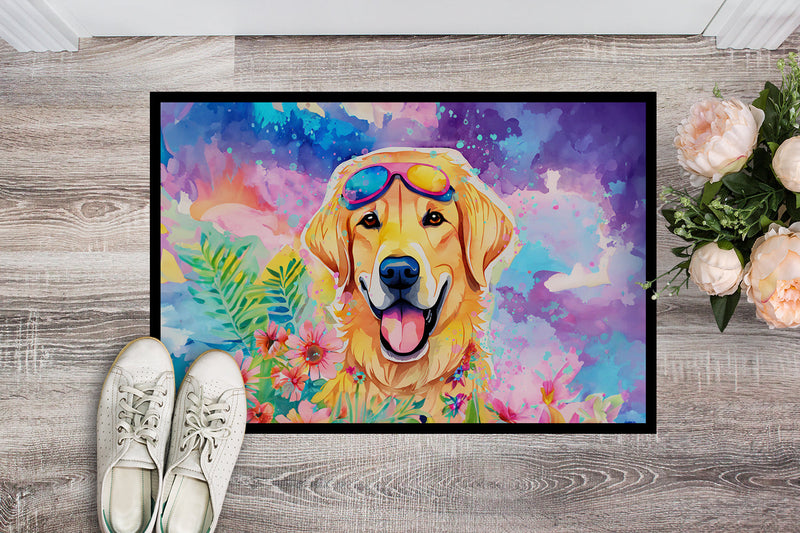 Yellow Labrador Hippie Dawg Indoor or Outdoor Mat 24x36