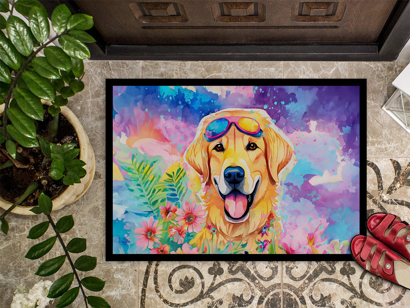 Yellow Labrador Hippie Dawg Indoor or Outdoor Mat 24x36