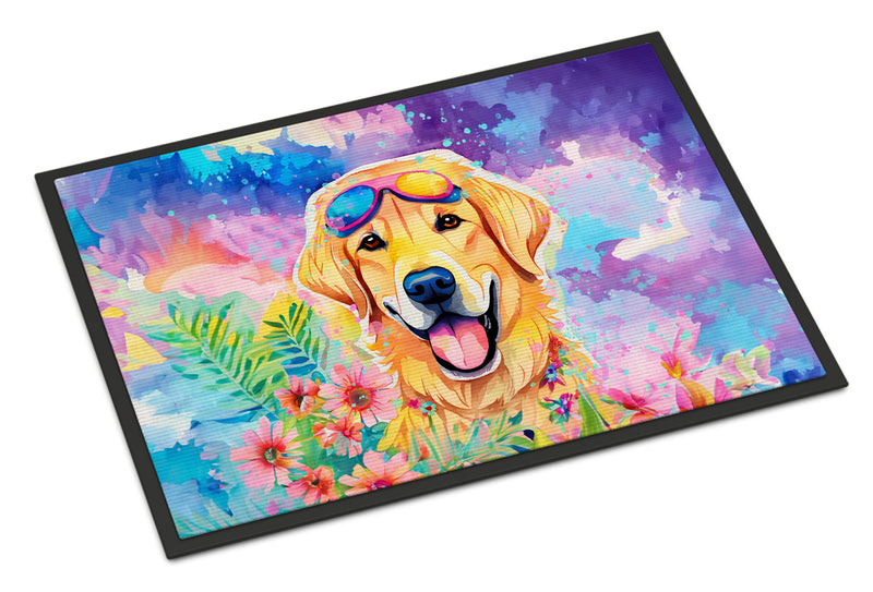 Yellow Labrador Hippie Dawg Indoor or Outdoor Mat 24x36