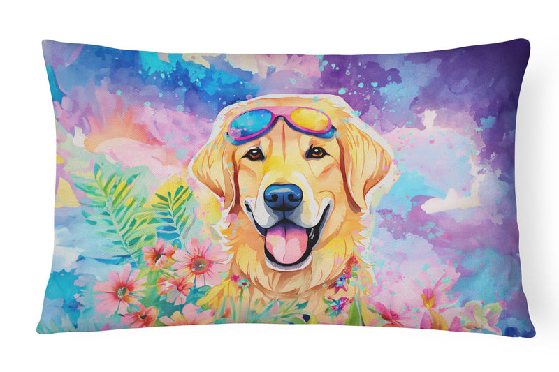 Yellow Labrador Hippie Dawg Fabric Decorative Pillow