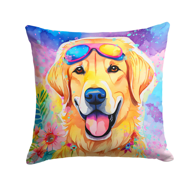 Yellow Labrador Hippie Dawg Fabric Decorative Pillow