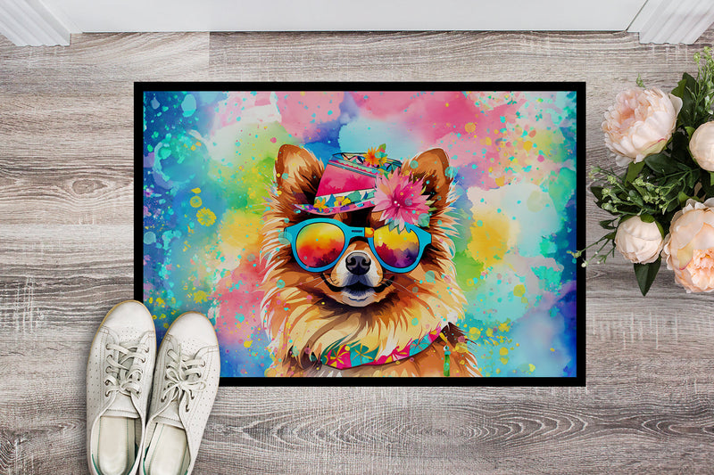Pomeranian Hippie Dawg Doormat - 24x36 Decorative Floor Mat – Indoor/Outdoor Rug with Artistic Flair
