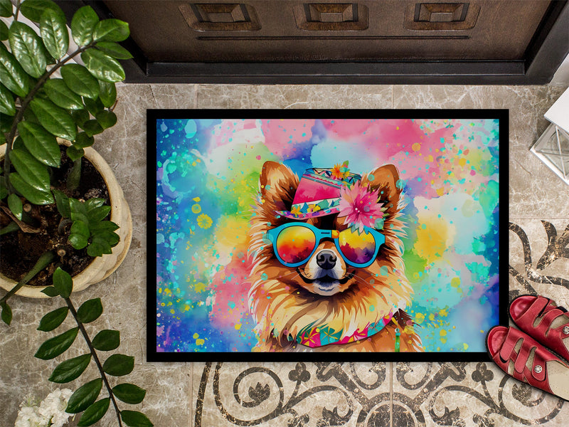 Pomeranian Hippie Dawg Doormat - 24x36 Decorative Floor Mat – Indoor/Outdoor Rug with Artistic Flair