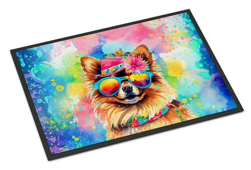 Pomeranian Hippie Dawg Doormat - 24x36 Decorative Floor Mat – Indoor/Outdoor Rug with Artistic Flair