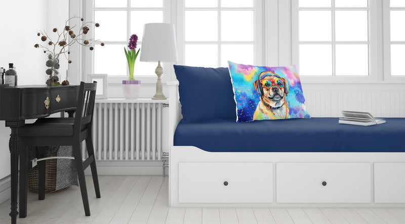 Pug Hippie Dawg Standard Pillowcase – Artistic Decorative Front, White Back