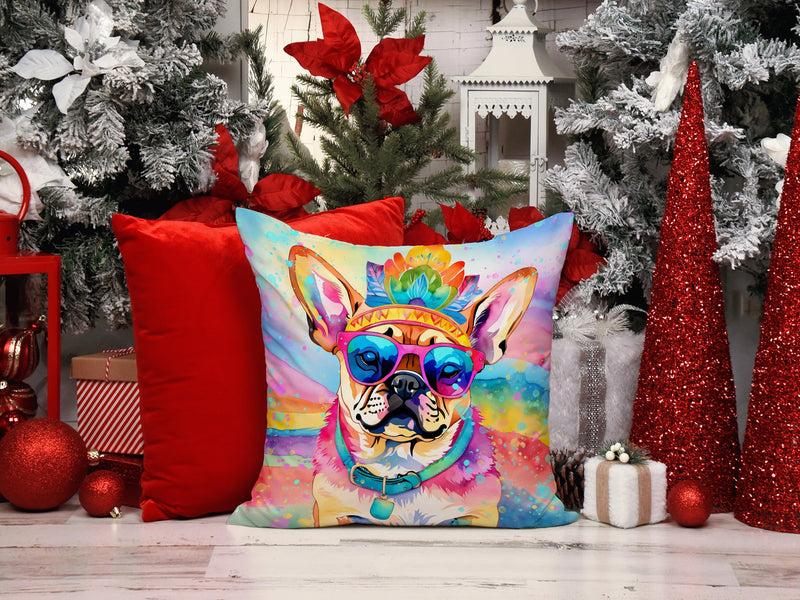 Pug Hippie Dawg Fabric Decorative Pillow