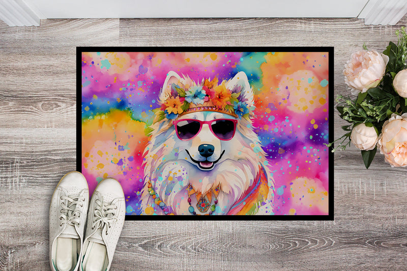 Samoyed Hippie Dawg Doormat - 18X27 Indoor / Outdoor Rug | Made in USA
