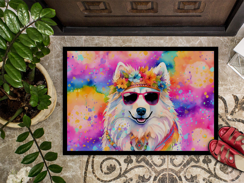 Samoyed Hippie Dawg Doormat - 18X27 Indoor / Outdoor Rug | Made in USA
